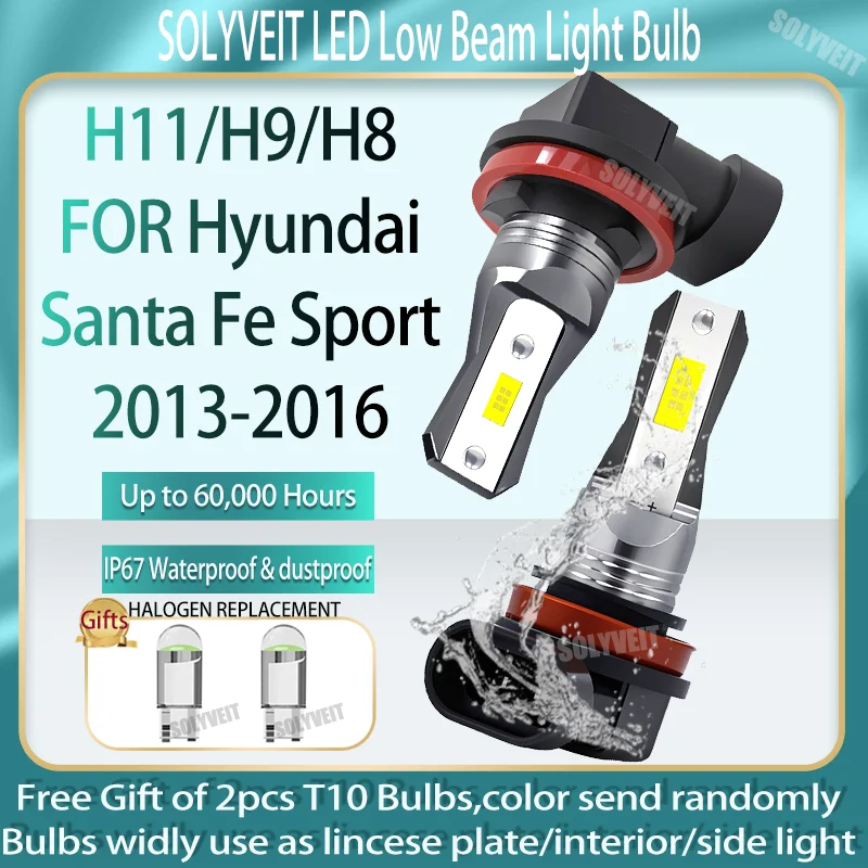 

45W 6000K plug-in H11 LEDs Low Beam LED Headlight Car Light Bulb For Hyundai Santa Fe Sport 2013-2016 2013 2014 2015 2016