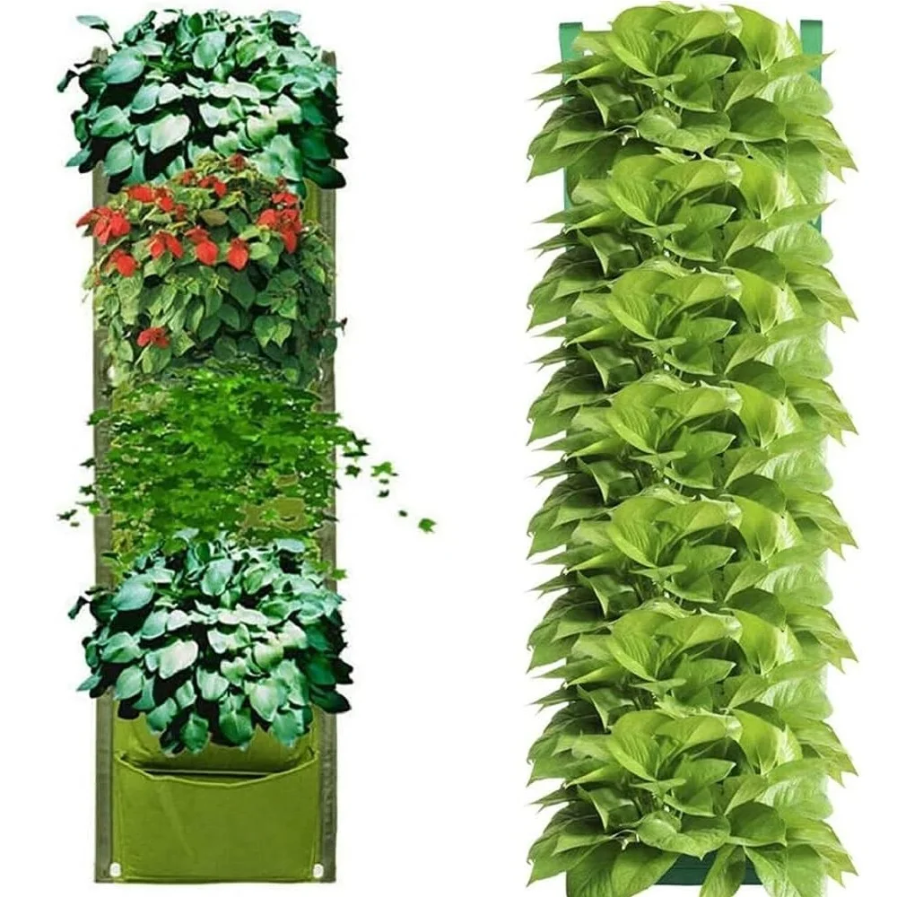 Hanging Planter Bags, Vertical Garden Planting Wall Gardening Grow Bag, 4 - 7 Pockets Large Wall Planter, Indoor Outdoor Balcony