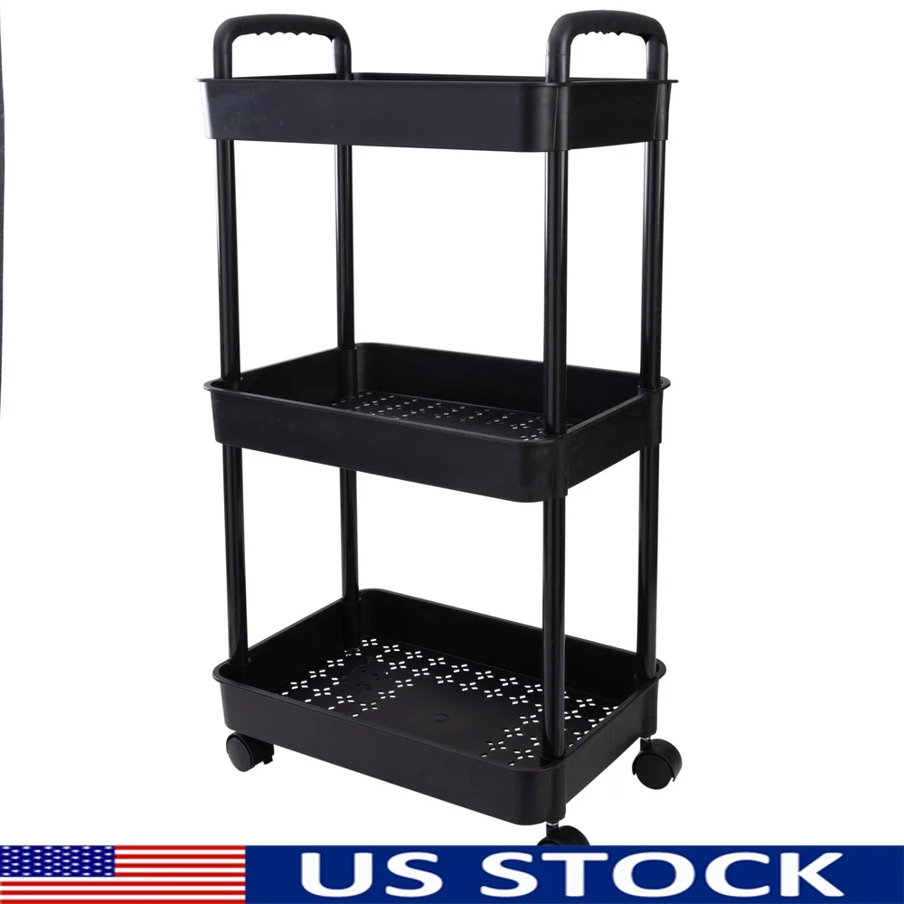 

3-х уровневая тележка на колесиках с прочной корзиной из полипропилена. Легко чистящее средство для мобильного хранения. Организация домашнего офиса. Простая сборка.