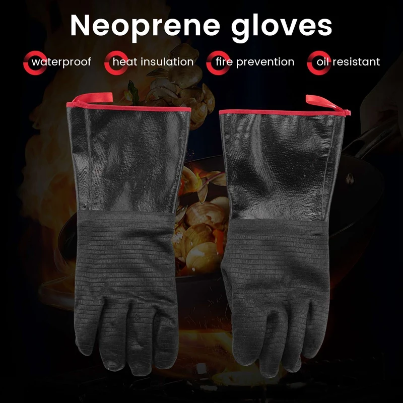 BBQ Gloves - Grill, Cooking Barbecue Gloves, For Handling Heat Food Right On Your Fryer, Grill Or Oven. Waterproof, Heat Resista