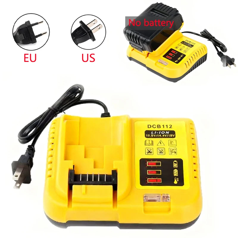 

Зарядное устройство DCB112 для Dewalt 10,8 В/14,4 В/18 В, литий-ионное зарядное устройство для аккумулятора DeWalt, замена док-станции для быстрой зарядки