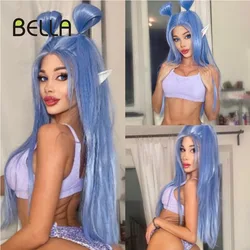 Bella Straight Lace Front Wig Blonde Blue 613 Synthetic Wigs For Black Women 30 Inch Heat Resistant Cosplay Lolita Straight Wig