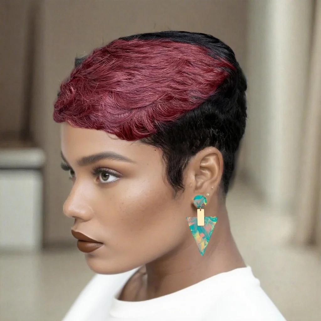 

Коротковолновый парик с стрижкой пикси, человеческие волосы для женщин, парики машинного производства, парики из человеческих волос