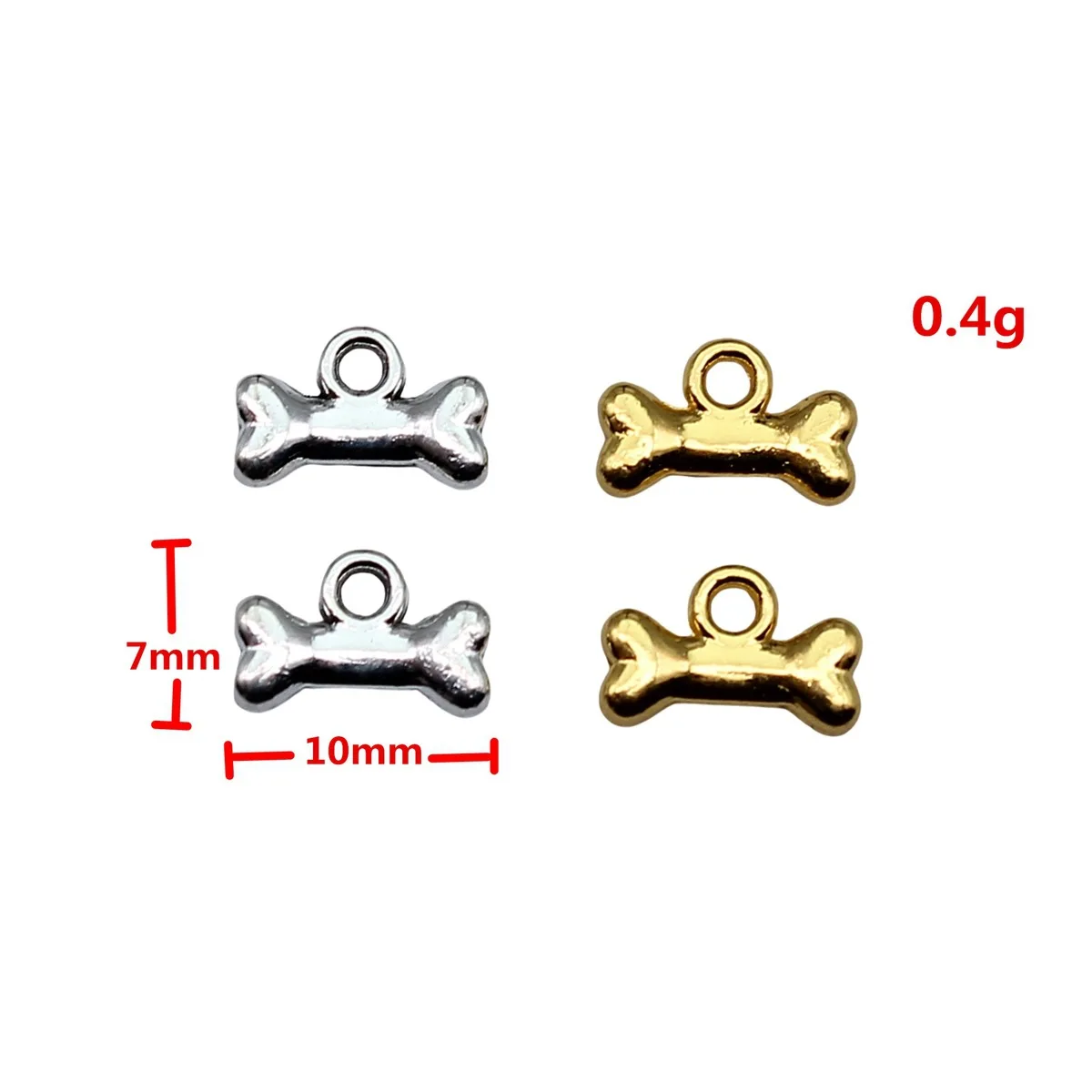 WYSIWYG 40pcs Charms 10x7mm Dog Bone Charms For Jewelry Making DIY Jewelry Findings 5 Colors Alloy Charms Pendant