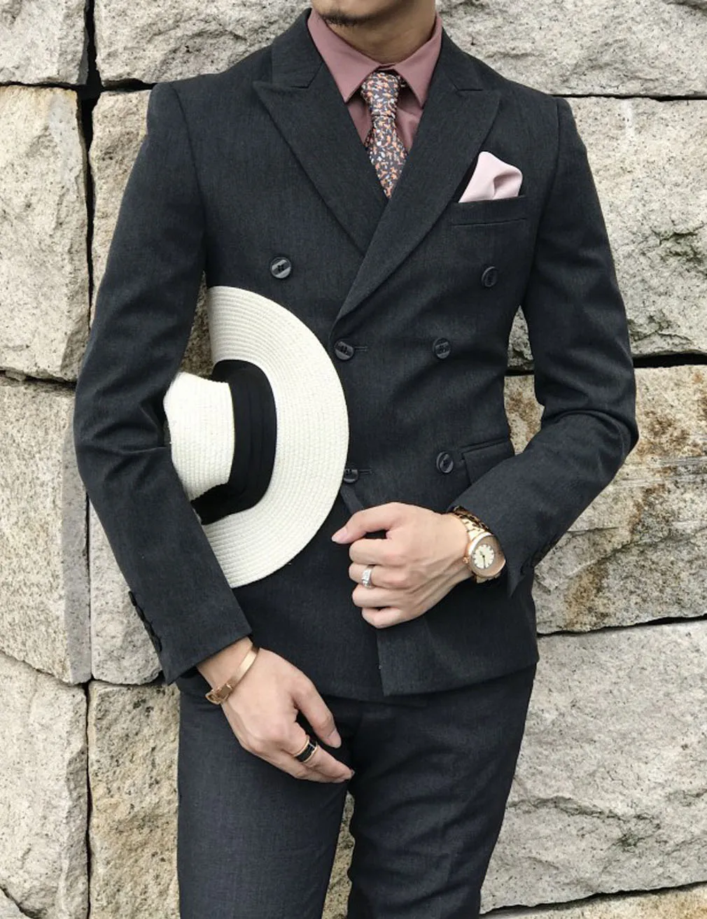 

High Quality Black Men Suits Slim Fit Men Clothing Elegant Wedding 2 Piece Jacket Pants Sets for Business Party