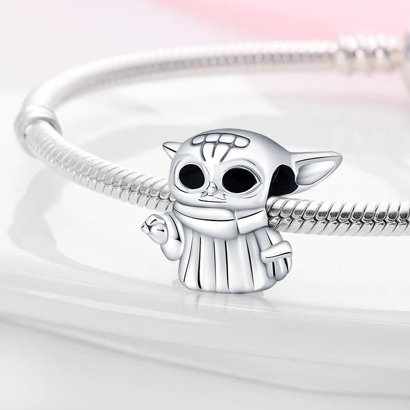 Abalorio de plata de ley 925 para mujer, estrella de la guerra, Yoda, casco mandaloriano, se adapta a la pulsera Pandora Original, regalo de cumpleaños