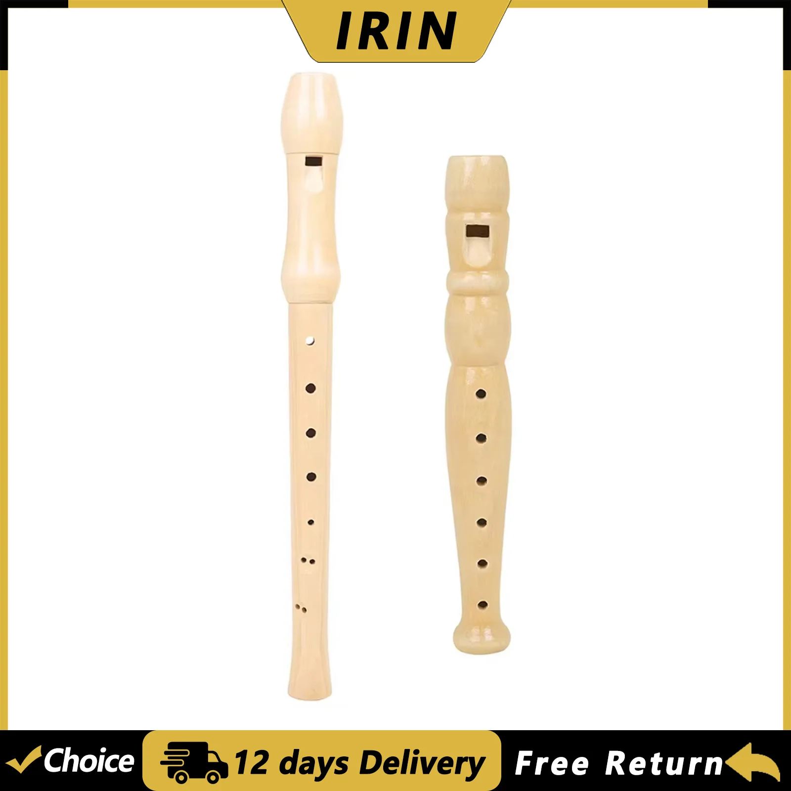 IRIN 6/8 Hole Recorder Wood Color Flute Recorder Professional Orff Musical Instrument Gift for Children & Adults to Learn