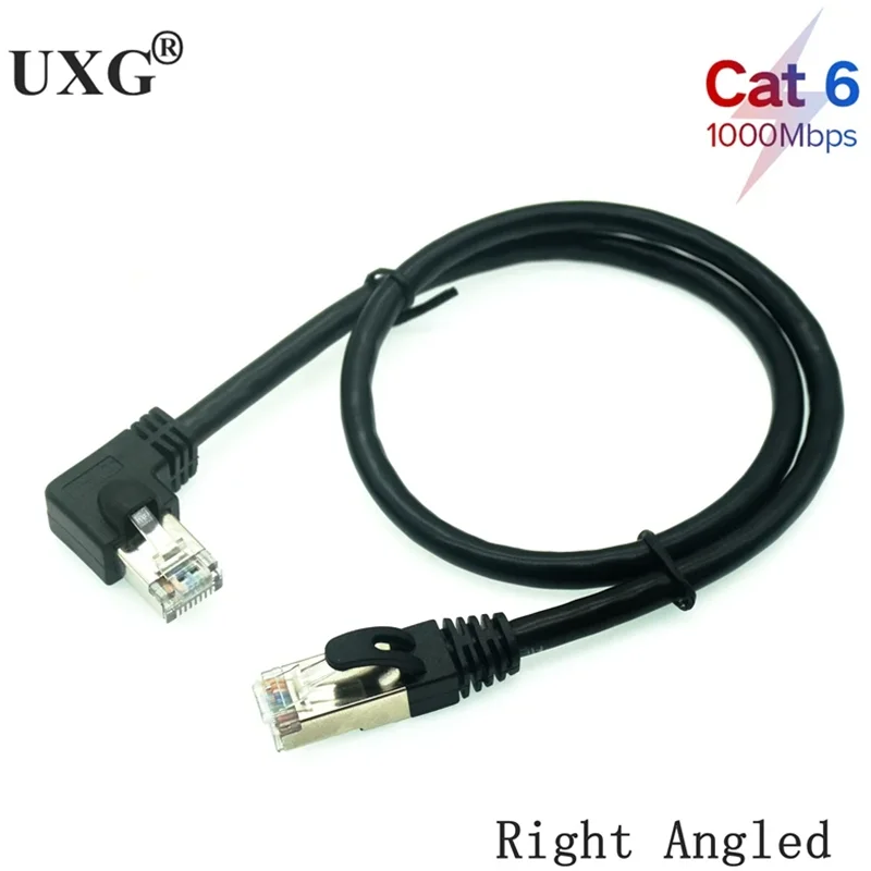 Cat6a RJ45 90 Degree Angle Ethernet Cable Slim Right Left Up Down Patch Cord Network Cable Lan Cable for TV BOX Laptop