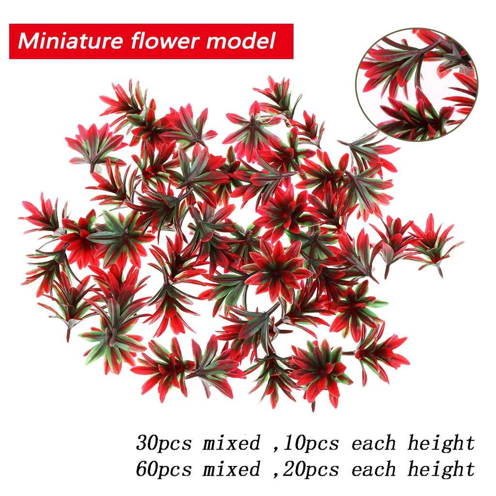 

Height 24-35MM Flower Plant Tree Miniature Model Materials For Diy Making Building Garden Scene Diorama Kits 30Pcs/60Pcs Mixed