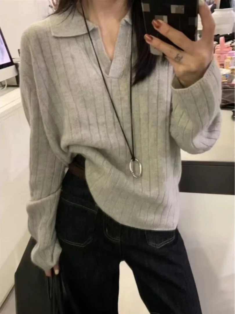 

Ele Long Sve вязаный свитер с воротником-стойкой, базовый слой, женский модный цвет, осень-зима, для поездок на работу, Sle