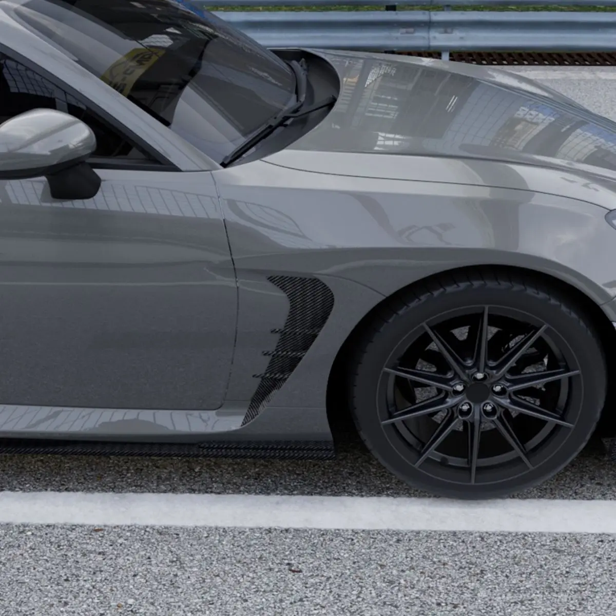 トヨタ GR86 スバル BRZ 2022+用 カーボンファイバー製 ユニバーサルカーサイドウイングエアフローインテークカバーサイドフェンダートリムスポイラー