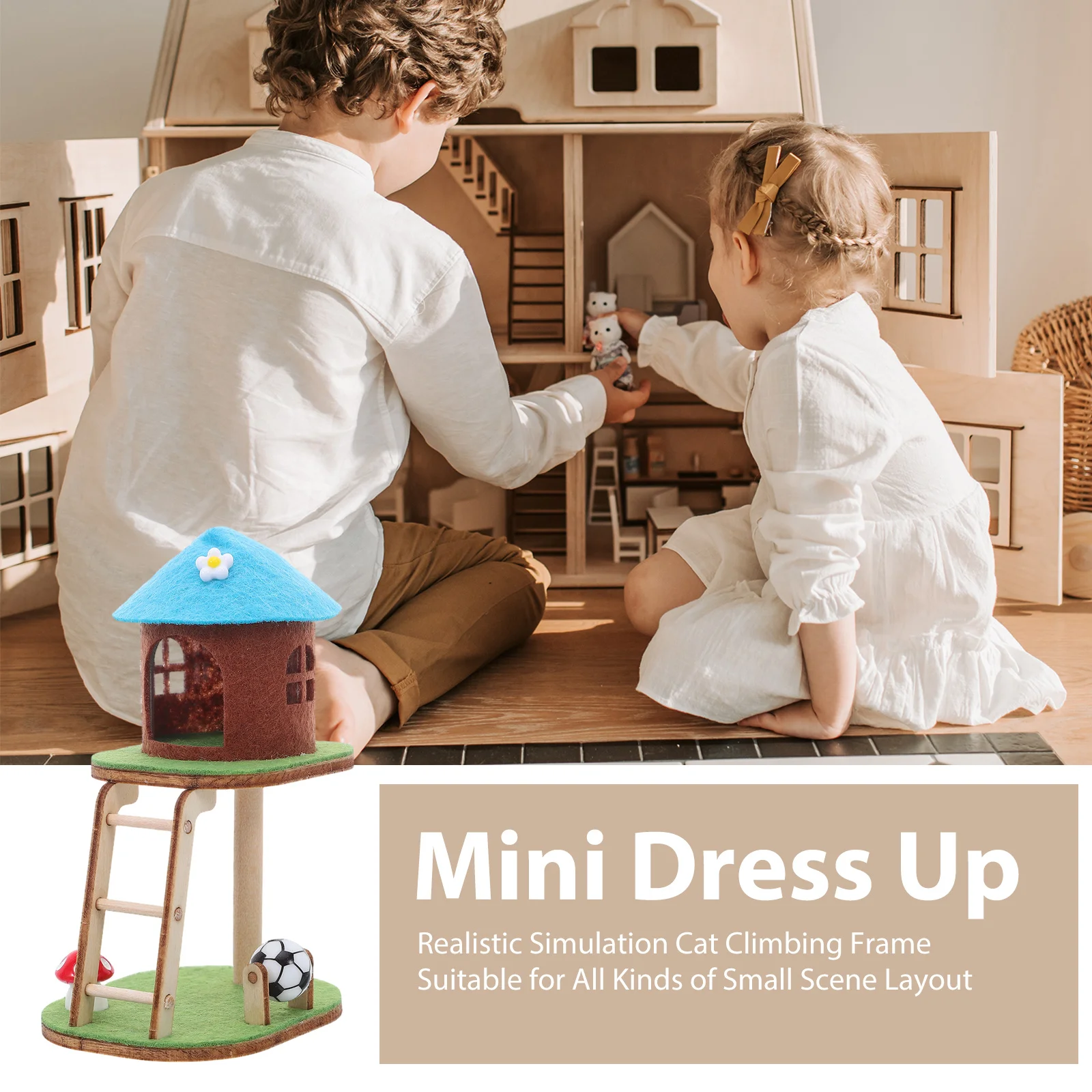 إطار خشبي صغير لتسلق القطط، هيكل متين، شجرة قطط مصغرة، أثاث غرفة نوم، برج هريرة، قطط داخلية #3