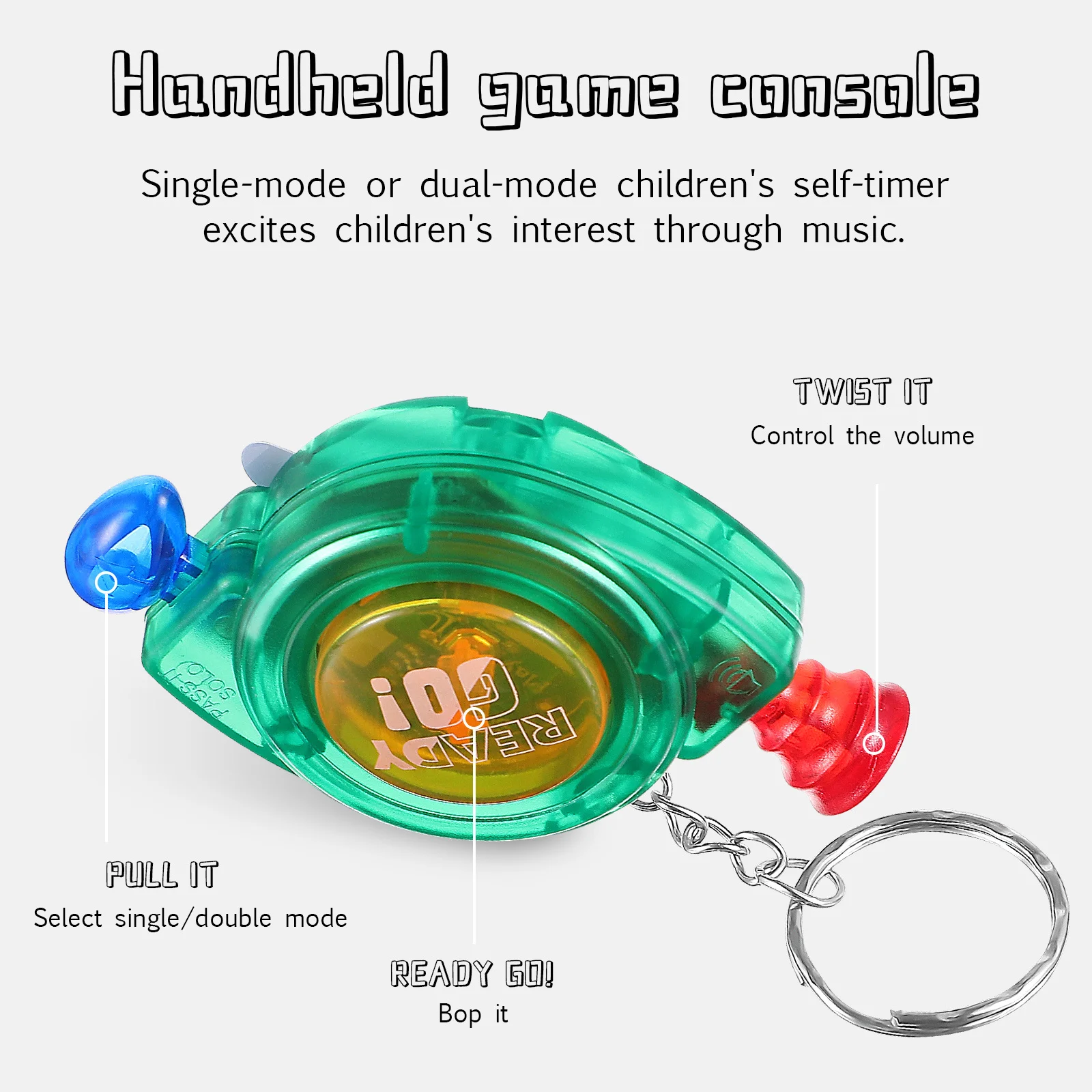 3Pcs Mini Handheld Game Reaction Single Double Mode Rhythm Volume Button Keychain Pendant Playthings for Children