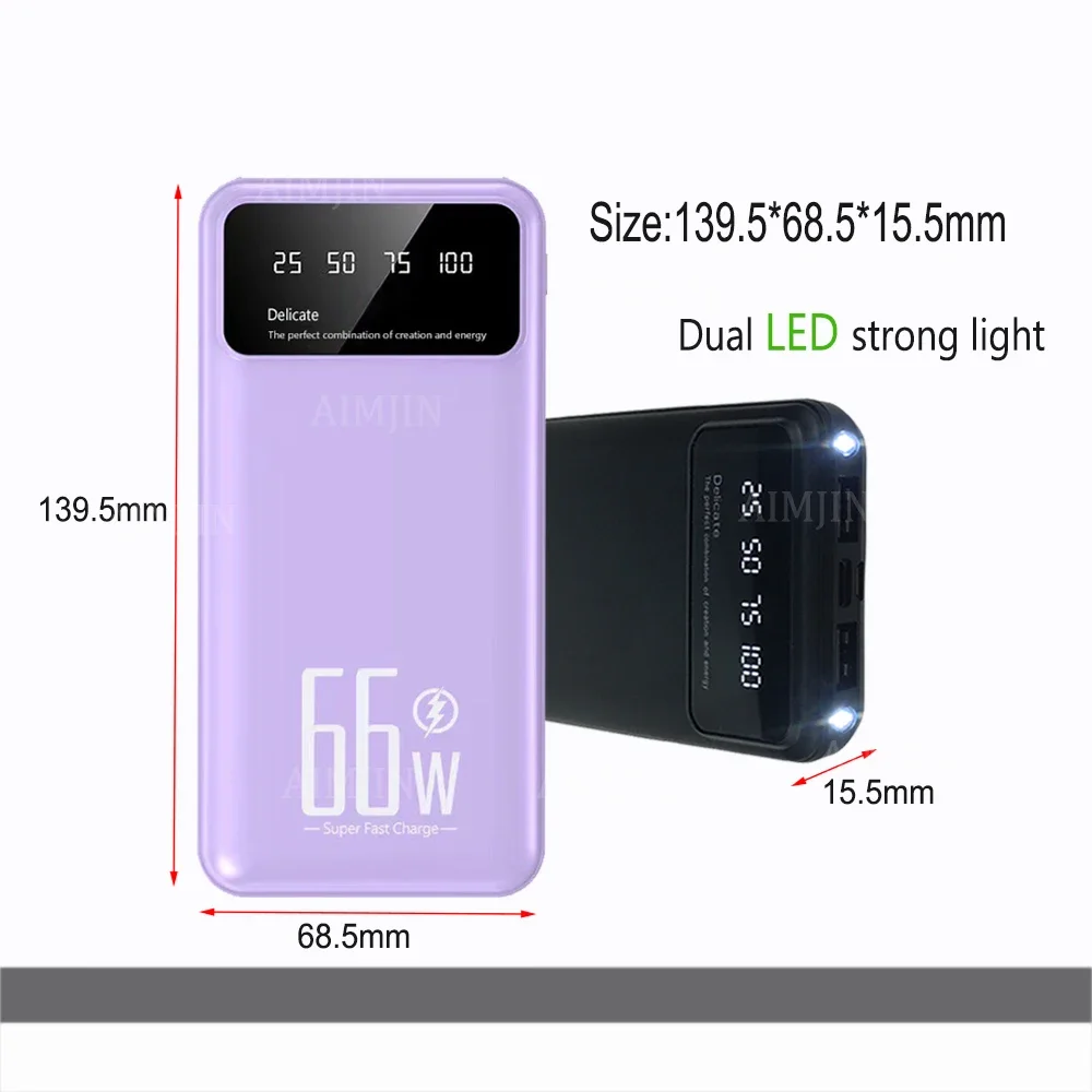 66W 100000mAh Suitable For Huawei Mobile Phone Super Fast Charging Outdoor Large Capacity Mobile Power Supply