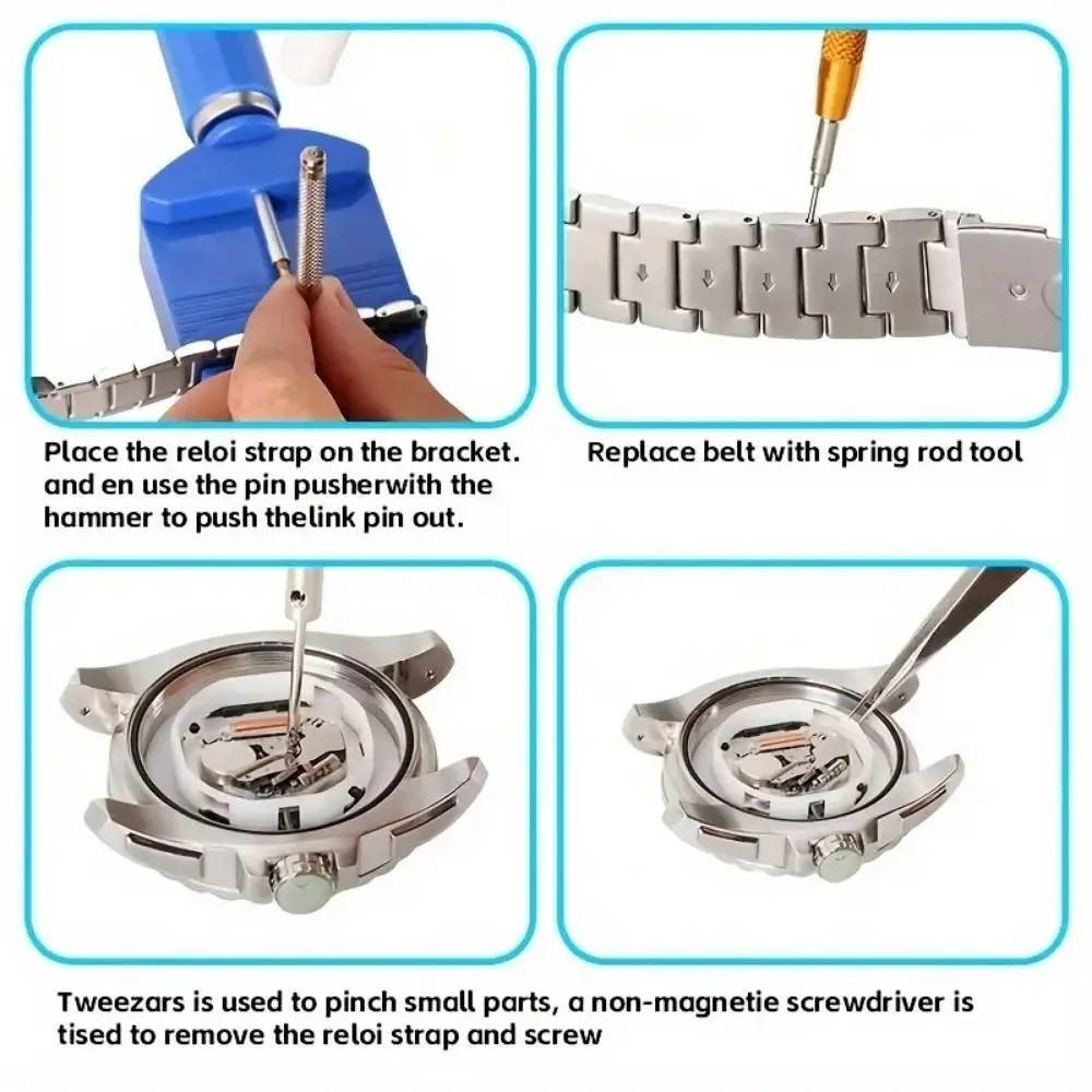 

147Pcs/Set Non-slip Watch Repair Tool Set Durable Household Watch Strap Band Link Pin Plier Carrying Case Precise