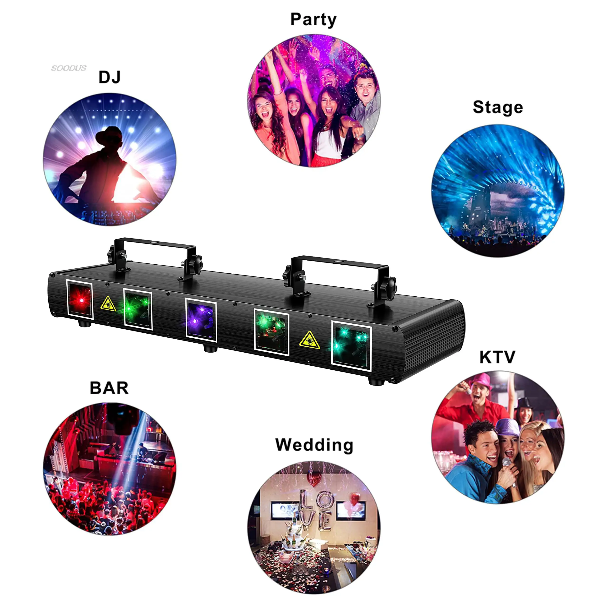 LED Light Dj DMX Strobe Projector Beam Sound Activated Party Lights RGBYC Music For Disco Dancing Birthday Bar Stage Lighting DJ