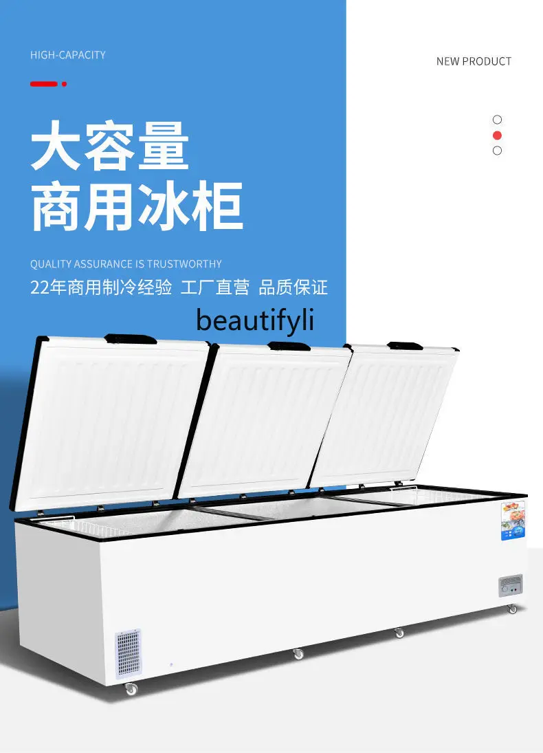 Horizontal Freezer Commercial Large Capacity Fresh-Keeping Freezer Storage Food in Refrigerator Refrigerator