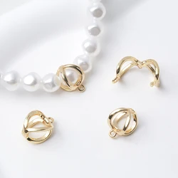 Fold Over Clasps 18K Gold Plated Oval Necklace Shortener Enhancer Clasp Connector Extender for 7.5mm Pearl Bead Jewelry Making
