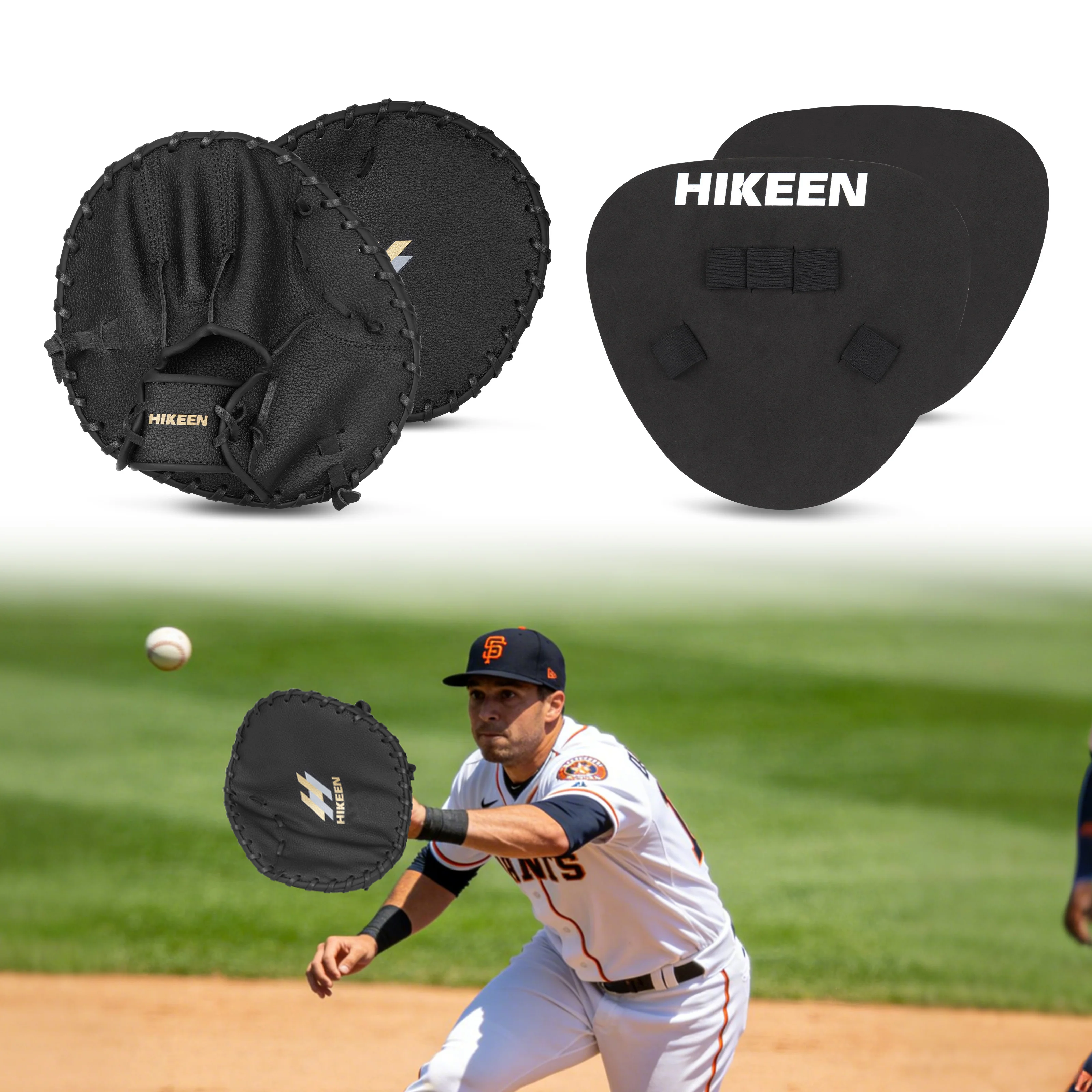 hikeen-lot-de-2-gants-d'entrainement-pour-baseball-et-softball-en-cuir-plat-premium-et-mousse-pour-l'entrainement-sur-le-terrain-gants-d'entrainement-pour-l'interieur-de-terrain