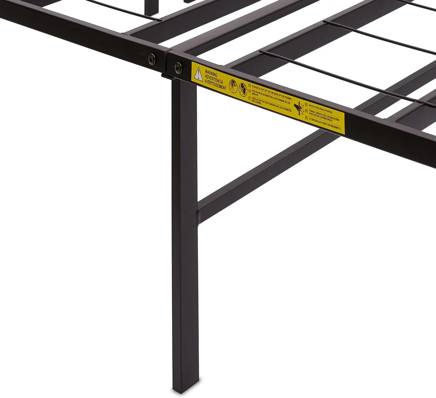 Frame with Storage, Foldable Metal Platform, Sturdy Steel, No Box Spring Needed, 14-inch High, Tool-Free Setup, Queen Size, Blac