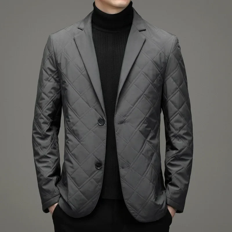 Fall Winter Men's Padding Brand Business Casual Light Parkas Coat Single Breasted Suit Style Men's Padded Jacket Simple Fashion