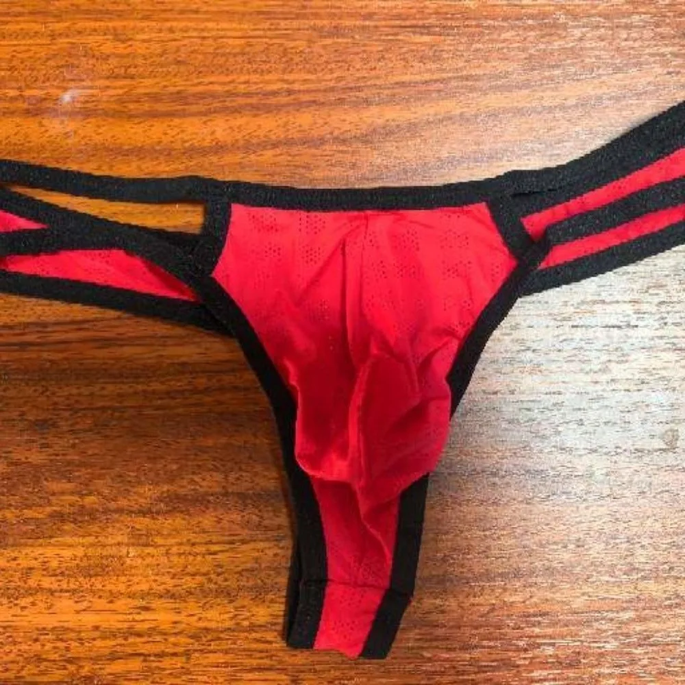 

Creative Hollow Men's Thongs Low Waist Ultra-thin T Back Panties Briefs Mesh Underpants Summer