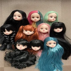 Licca Head Plant Hair Braid BOBO Blue Hair Toy Cartoon Doll Girls DIY Dressing Hair Toys Collection Cute Doll Head