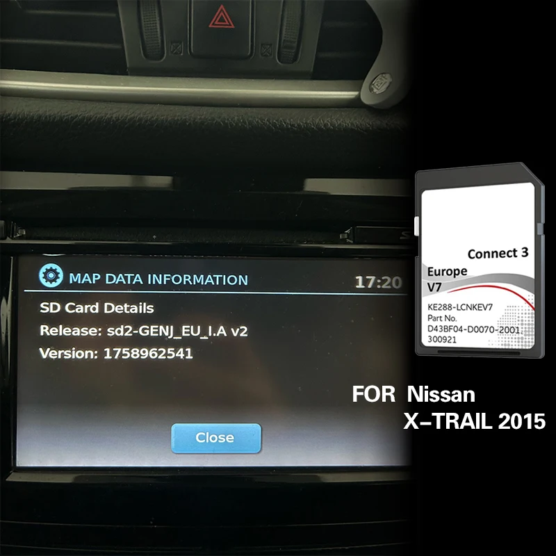 For Nissan X-TRAIL 2015 Netherlands Slovenia MAP GPS Sat NAV 16GB Naving Card