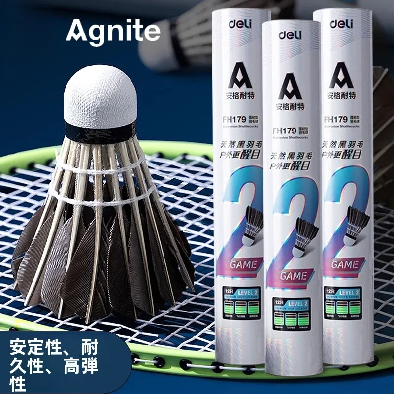 angnete-badminton-racket-black-strong-and-durable-training-pack-of-12-resistant-to-breakage-soft-wood-ball-head