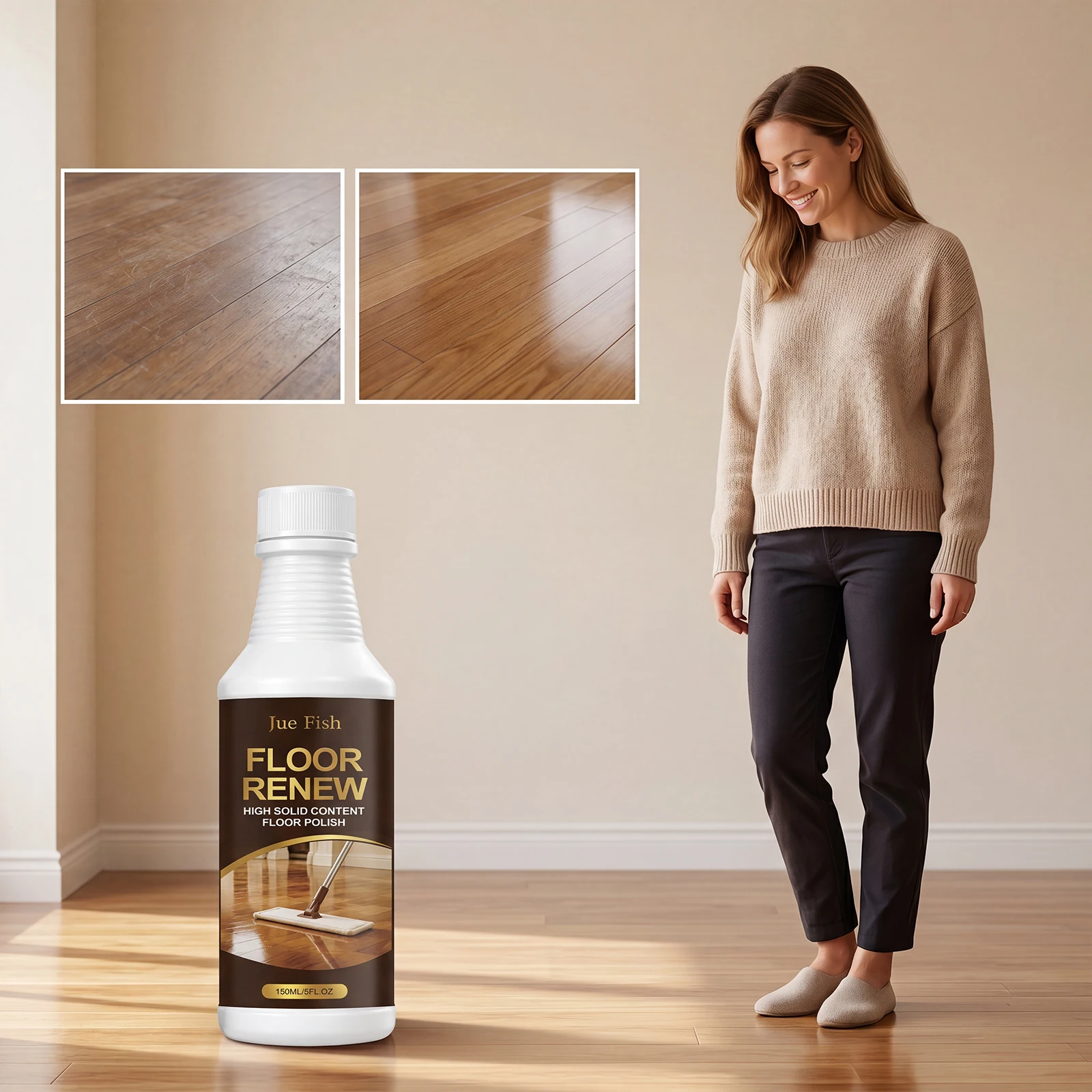 Wooden Floor Polishing Agent, Brighten & Maintain Wood Floors, Indoor Daily Protection & Wear Resistant Coating