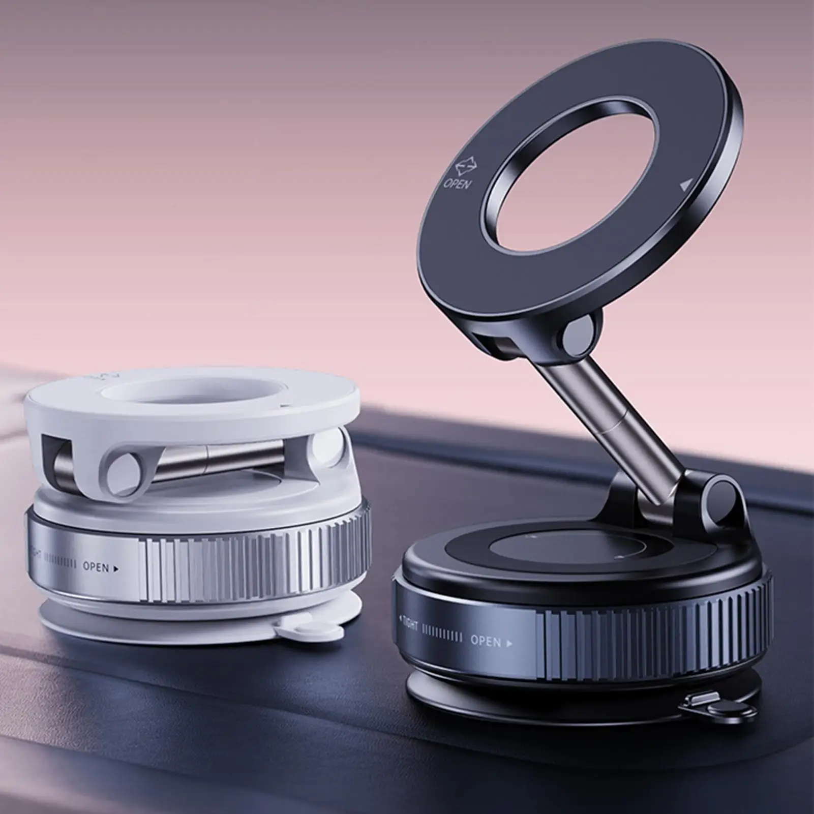 

Car Mount Electric Vacuum Magnetic Holder Foldable Strong Suction Stand For Cell Phone For Phone Live Streaming