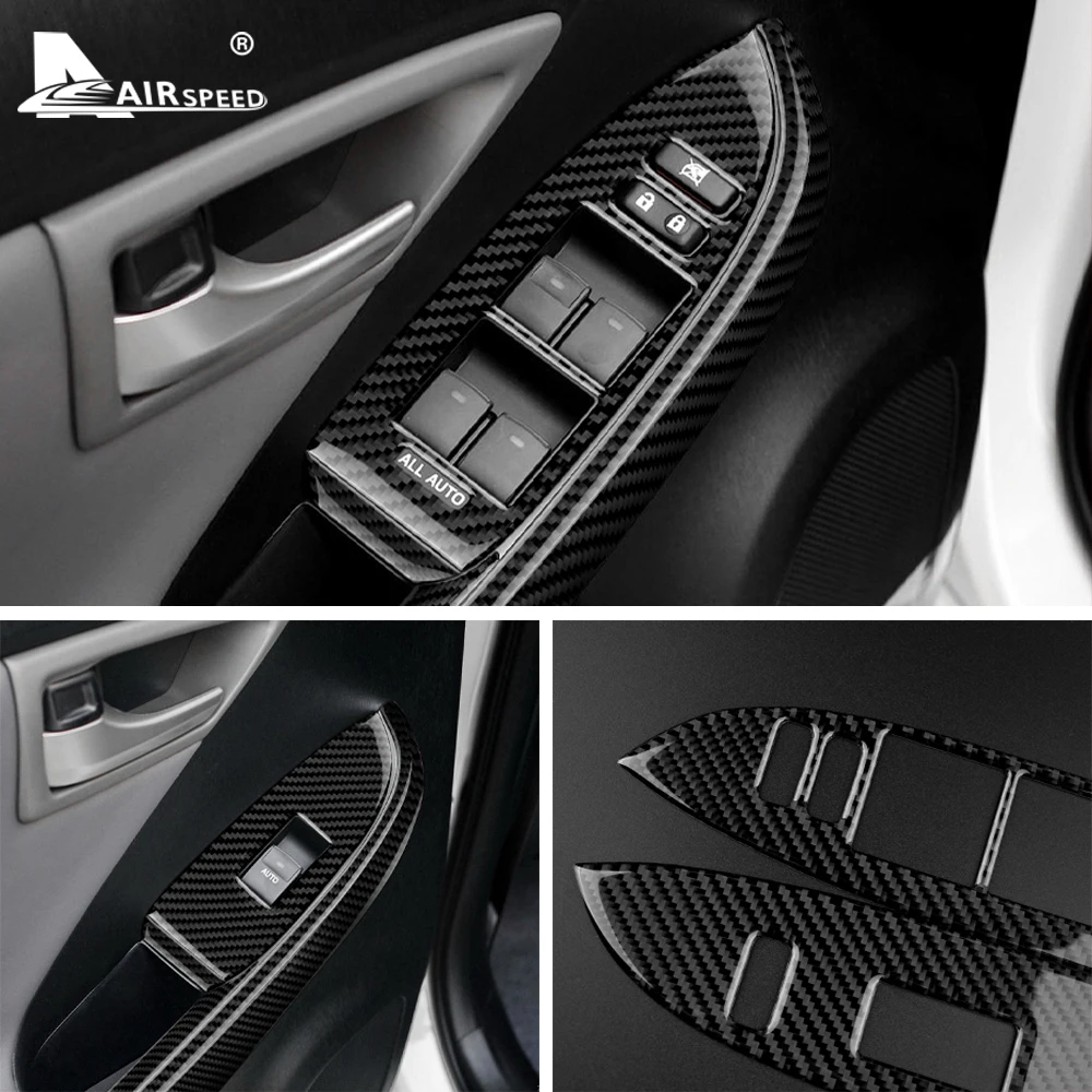 

Настоящее мягкое углеродное волокно для Toyota Prius 2010 2011, кнопка переключения двери, окна, внутренняя панель отделки, автомобильные наклейки, аксессуары