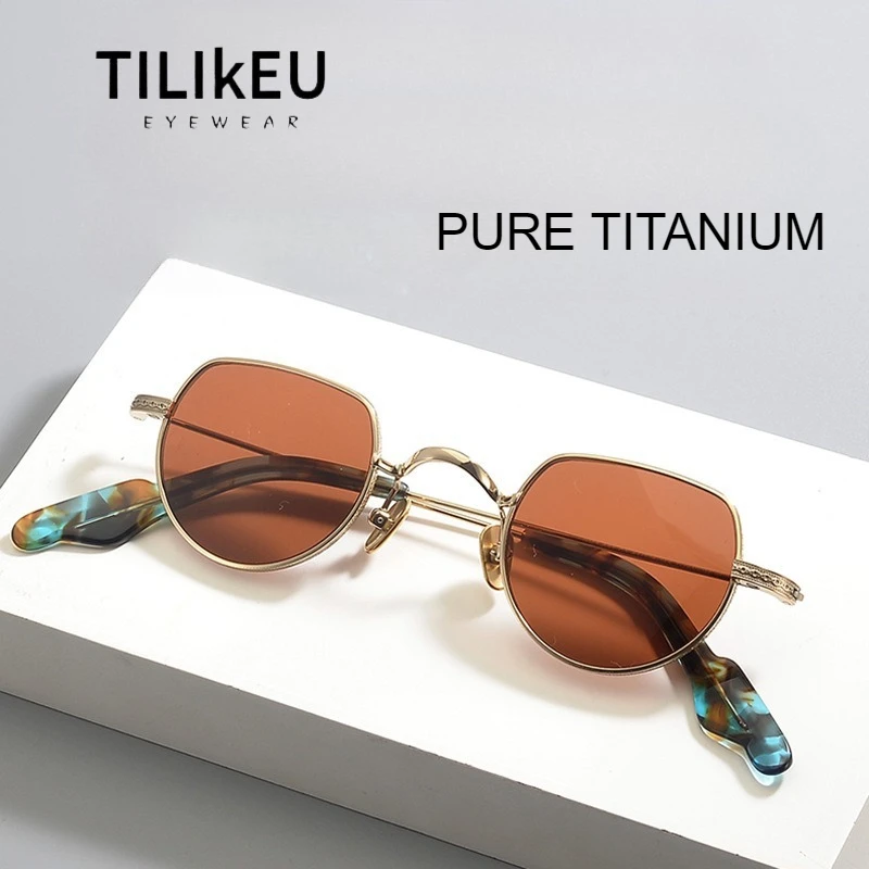 

Top Quality Pure Titanium Polygonal Trend Sunglasses Men and Women Classic Luxury Hip Hop Niche Travel Sunshade Sunglasses UV400