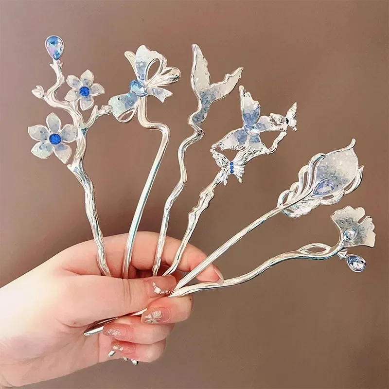 Antique Ice Crystal Chinese Hairpin Hanfu Accessories High End Feeling Cool and Cool Hairpiece Headwear Female Step Shake