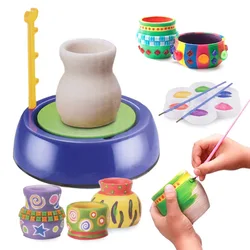 Mini DIY Handmake Ceramic Pottery Machine  Wheels Kids Arts Craft Educational Gift Toy For Children