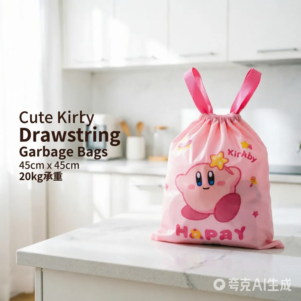 50 Bolsas de Basura con Cordón de Kirby, Bolsas de Basura Grandes y Gruesas, Bolsas de Plástico Desechables para Limpieza del Hogar, Sacos para Residuos Domésticos