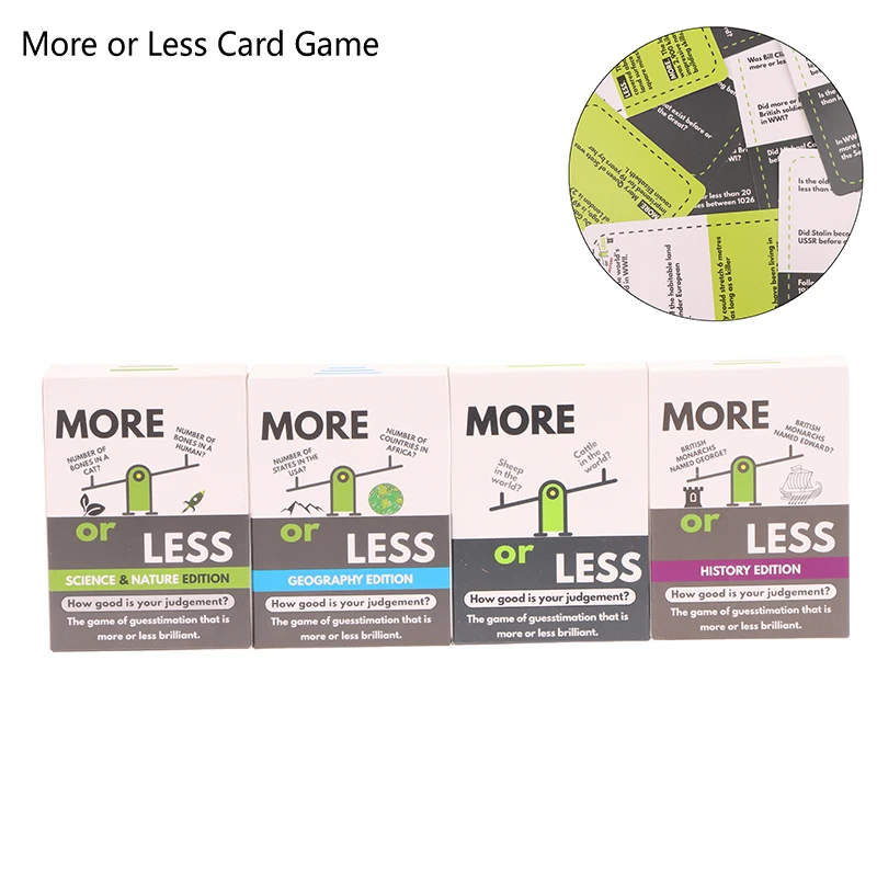 

More Or Less Card Game The Quiz Game Based On Fun Trivia Board Game How Good Is Your Judgement Educational Game