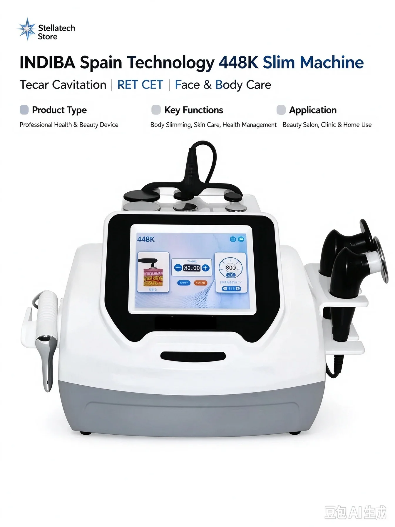INDIBA Spain Technology Face Care Devices 448K Tecar Cavitation Body Care RET CET  Slim Machine for Loss Health