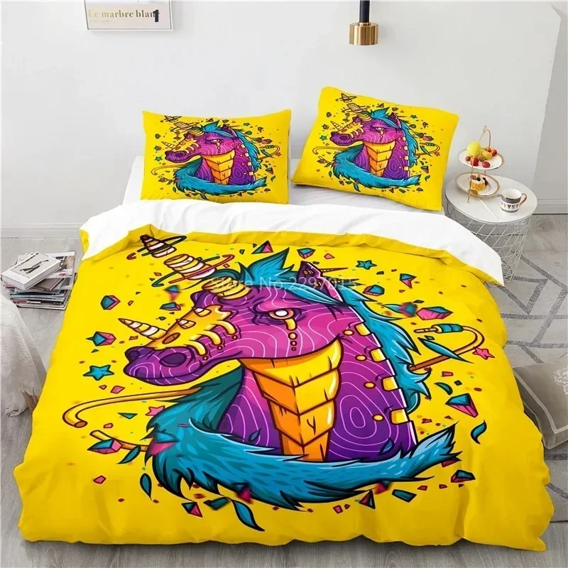 

3d Unicorn Pattern Duvet Cover with Pillowcase Bedding Set Adult Kids Cartoon Bed Linen Single Double Twin Full Queen King Size