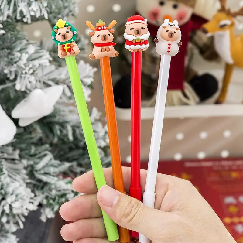 1/5Pcs Christmas Capybara Gel Pen Cute Cartoon Stationery Smooth Writing Pens Kawaii School Office Supplies Festival Prize Gift