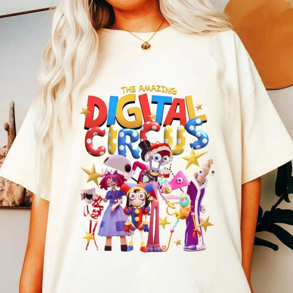 2026 new Comfortable short-sleeved stunning digital circus-themed T-shirt, fashionable clothing suitable for both men and women