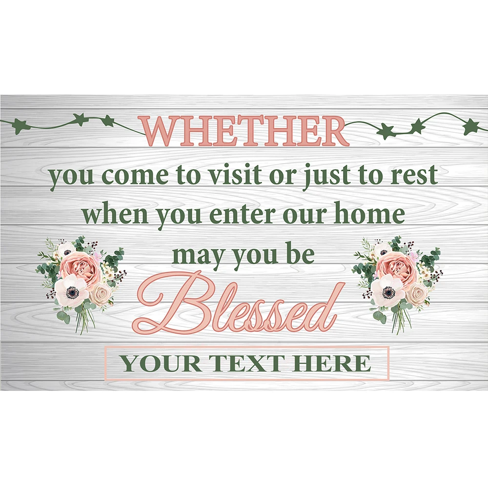 

When You Enter Our Home May You Be Blessed Doormat Custom Family Name Door Mats Rubber Backing Outdoor Entrance Floor Mat