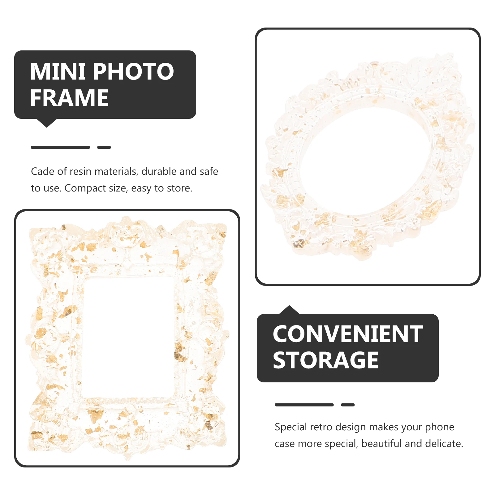 

10Pcs Vintage Resin Photo Frame Mini Compact Design Small Picture Frame DIY Crafts Supplies Mini Photo Props DIY Crafts