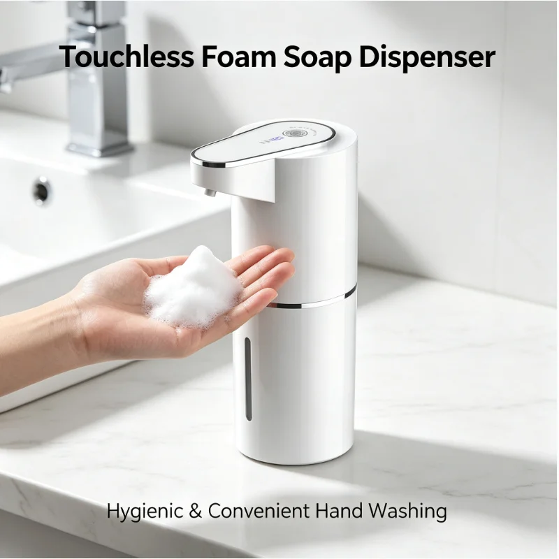 Touchless Automatic Foaming Soap Dispenser Type C Rechargeable Wall Mounted Bathroom Pump Adjustable Multiple Levels