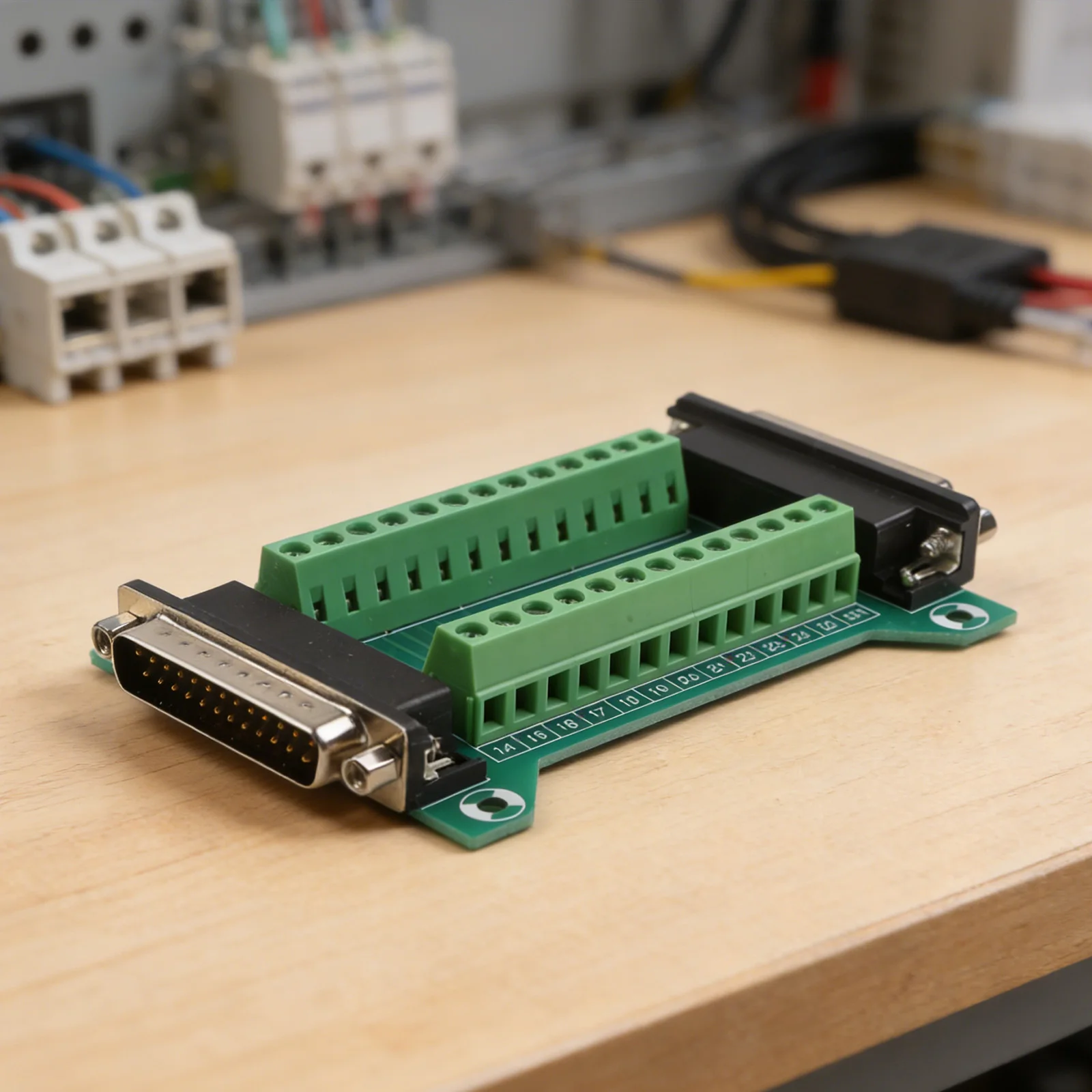 Solderless DB25MFA Terminal Block Adapter with Male Female Connector Board Suitable for Field Wiring and Electronic Use