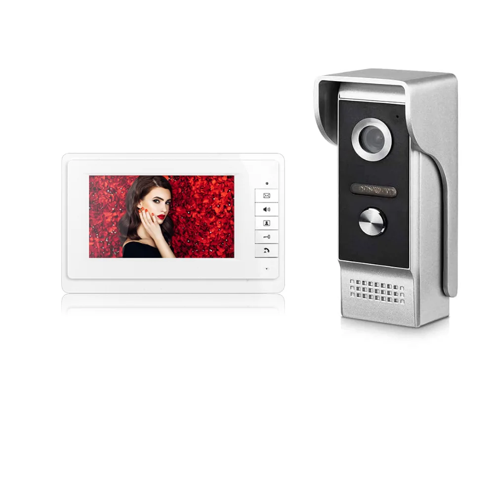 SmartYIBA Videocitofono da 7" Videocitofono bidirezionale Campanello di sicurezza domestica Kit videocitofono per campanello per visione notturna IR