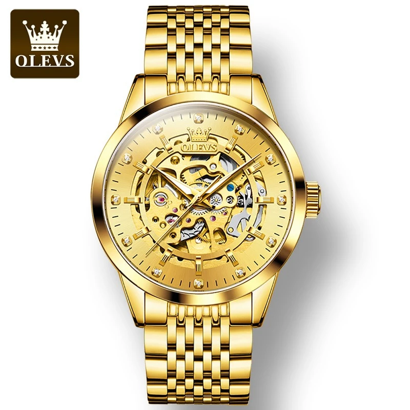 OLEVS 9920 Business Mechanical Watch Gift Stainless Steel Watchband Round-dial Wristwatch Luminous