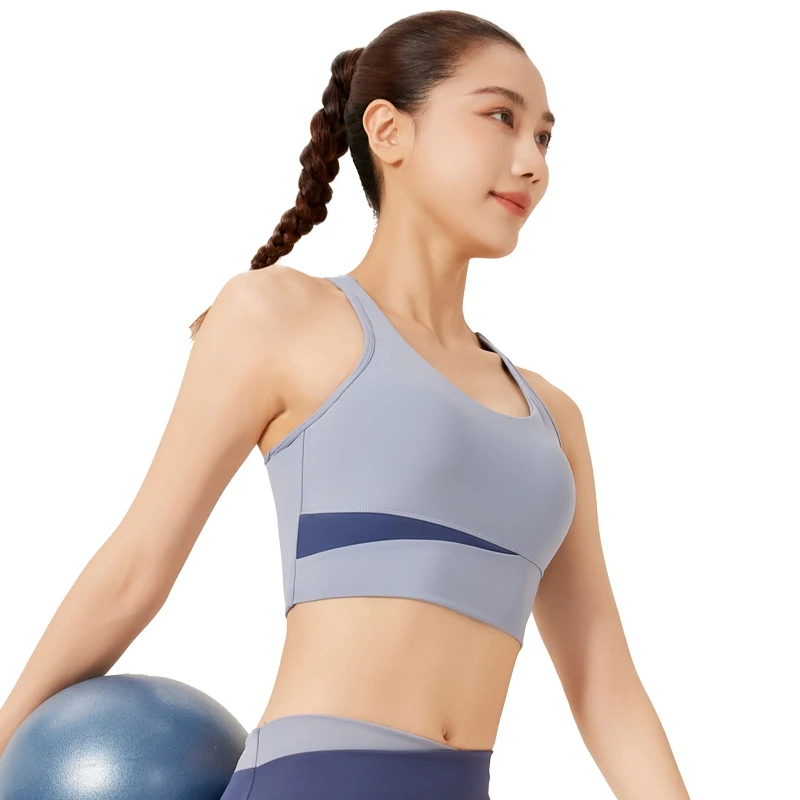 

Solid Color Tights Yoga Soft Cross Comprehensive Training Women Fitness Bra Vest High Strength Gym Sports Top Push Up Chest Pad