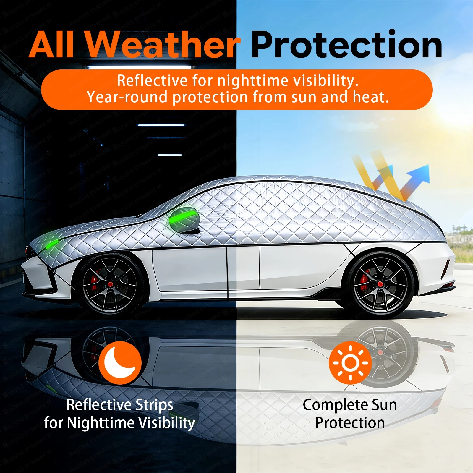 All-Season SUV Car Cover, UV & Wind Protection, Reflective Strips, Full Body Guard