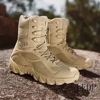 Men's Outdoor Hiking Shoes Leather Boots Fishing, Hunting Running Sports Shoes Desert Combat Anti Slip Wear-resistant Men's Boot